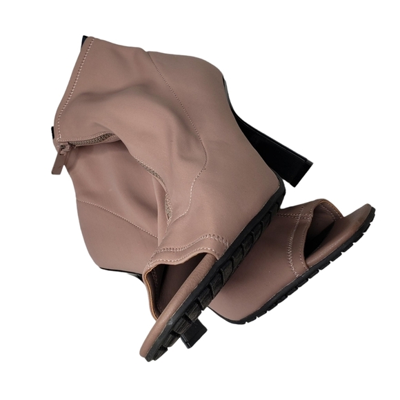 Aldo | Love Planet Mauve Pink Peep Toe Sock Zip Front Ankle Booties Women's 11 - Picture 9 of 12